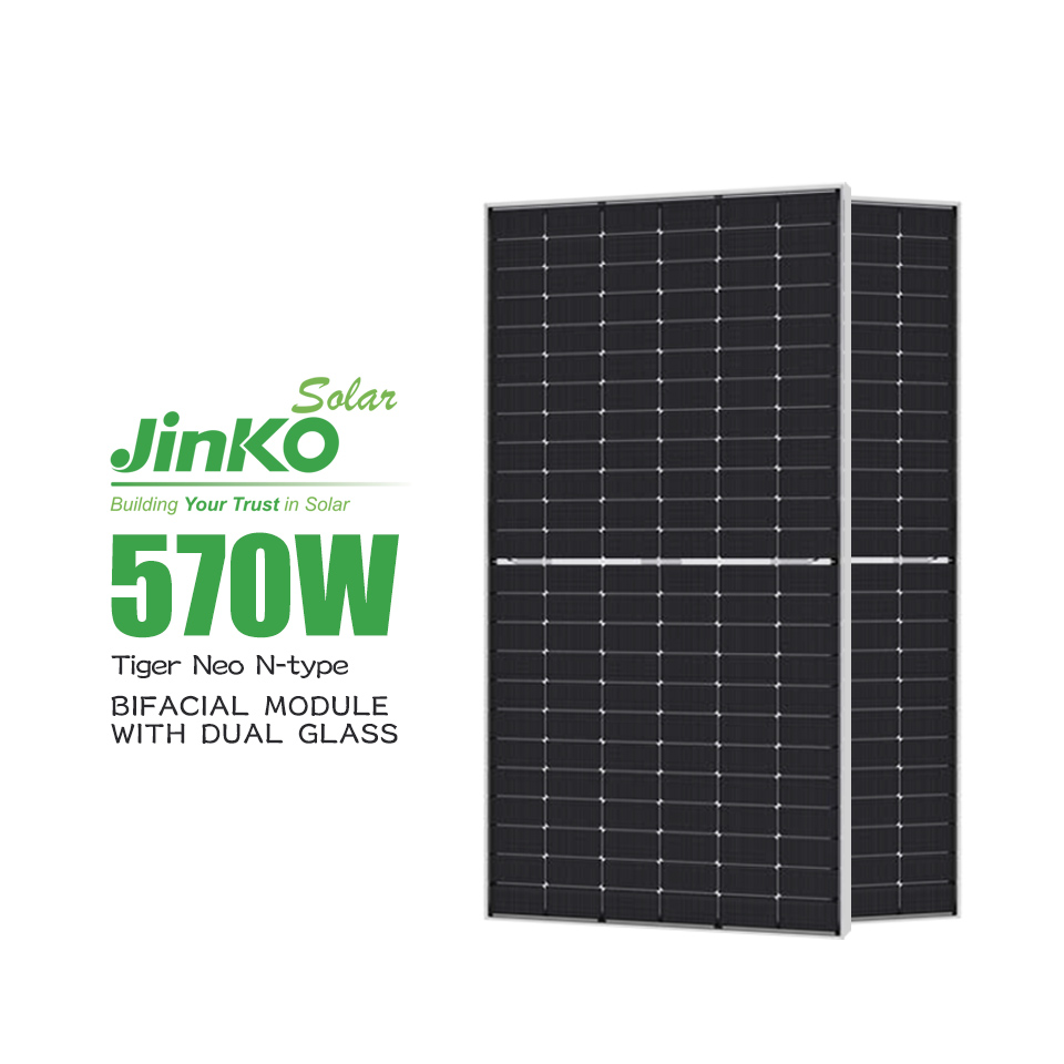 Jinko Bifacial Double Glass 560W 570W 580Wp Panels Solares N Type Solar Panel
